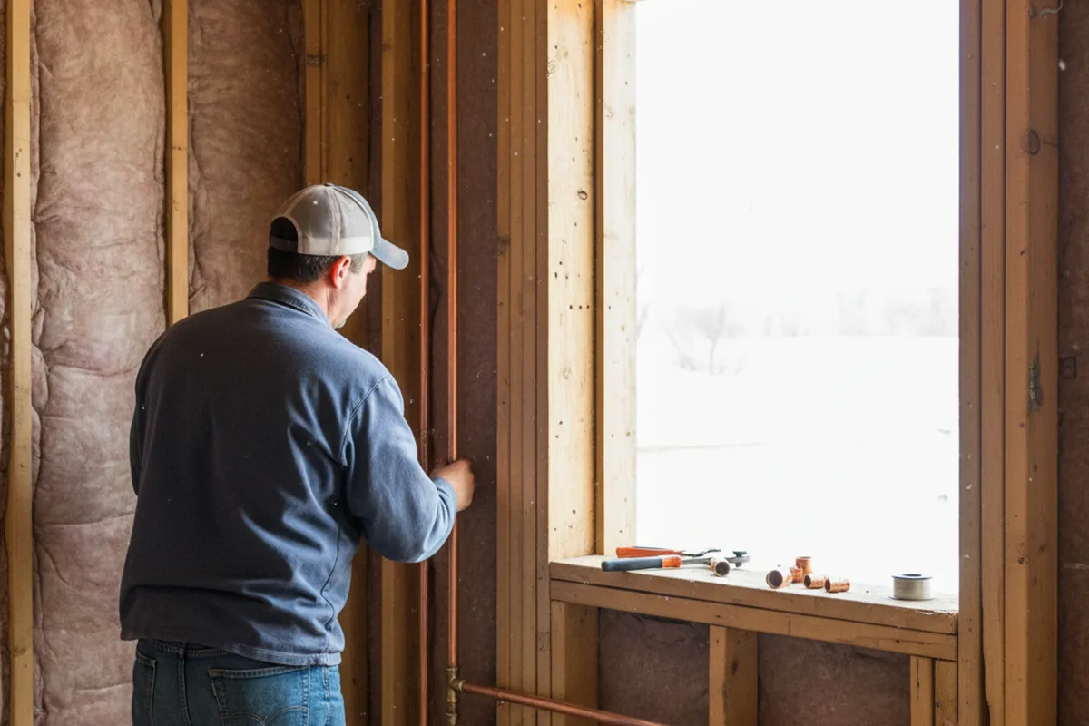 Licensed plumber running new copper supply lines in a East Brunswick home