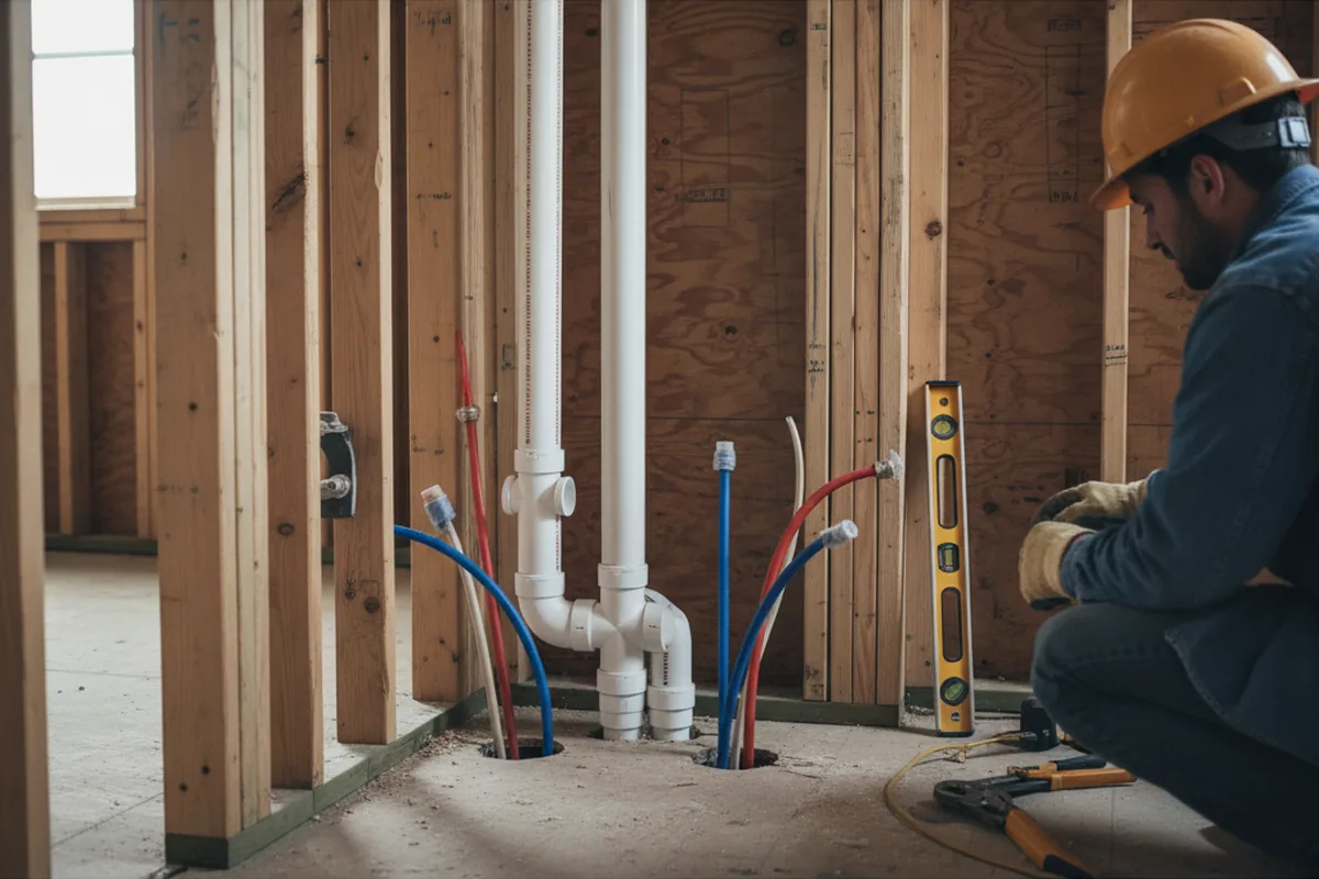 Drain and supply rough-in during Drain Cleaning in East Brunswick