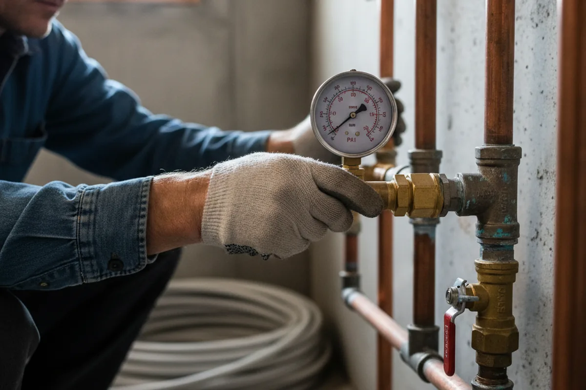 Pressure testing a repaired line during Water Line Repair in East Brunswick